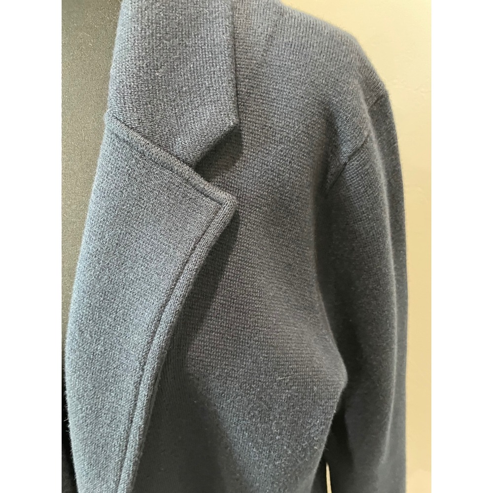J.Crew Womens Navy Blue Merino Wool Blend Open Front Sweater Blazer Jacket L - Picture 4 of 6